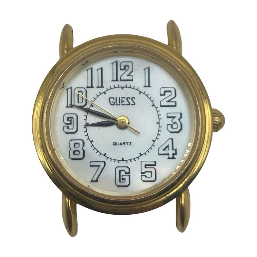 Vintage 1990 Guess Quartz Womens Watch Gold Tone Pearl Dial Needs Battery - Picture 1 of 8